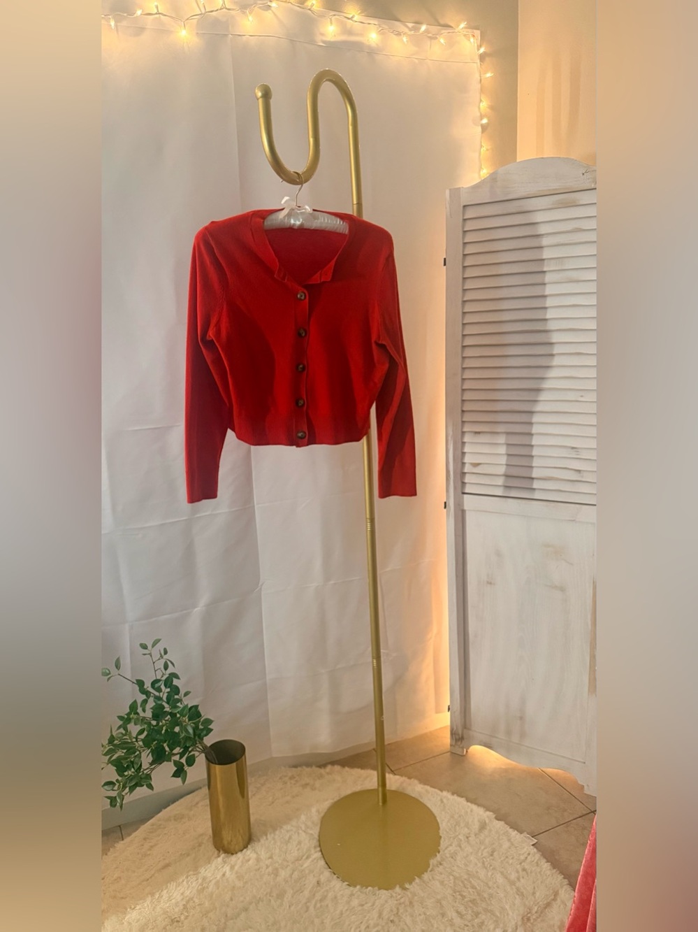 On 34th Red Button-Front Cardigan – Size M